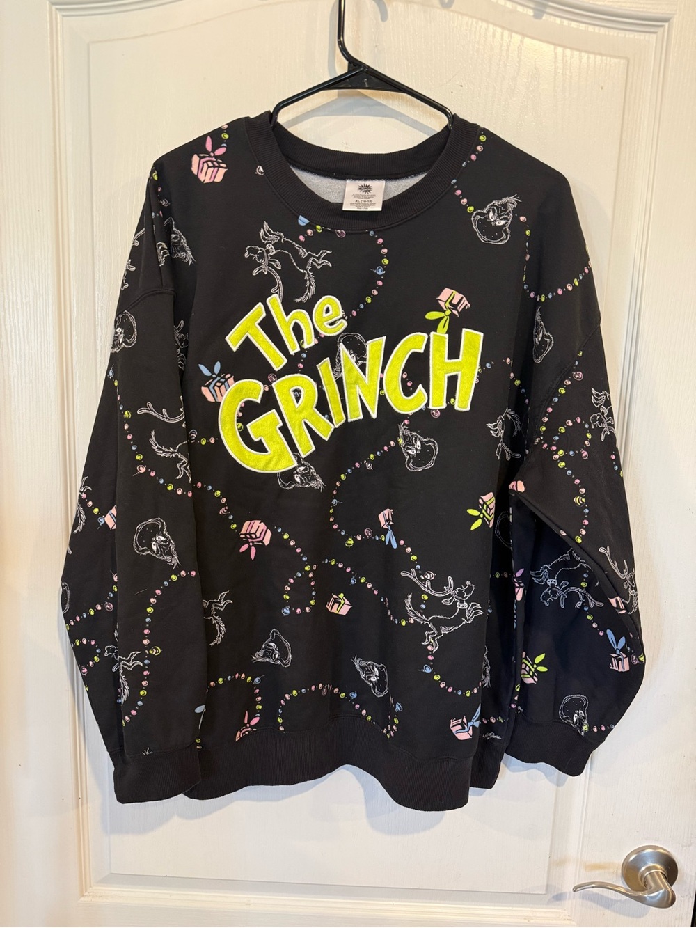 Dr. Seuss The Grinch Women's black Graphic Print Fleece Sweatshirt XL 16-18